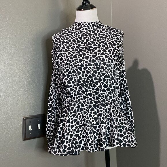 ASOS River Island 3/4 Length Long Sleeves Hearts Peplum Blouse - Picture 3 of 16